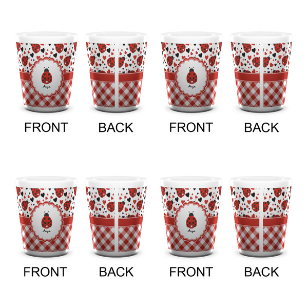 Ladybugs & Gingham Shot Glass - White - Set of 4 - APPROVAL