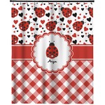 Ladybugs & Gingham Extra Long Shower Curtain - 70"x84" (Personalized)