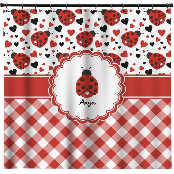 Custom Ladybugs & Gingham Shower Curtain - Custom Size (Personalized)