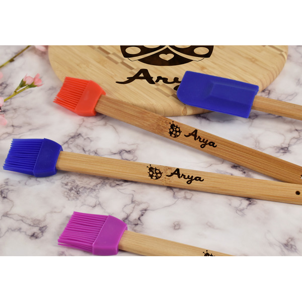 Ladybugs & Gingham Silicone Brush - Blue - Lifestyle