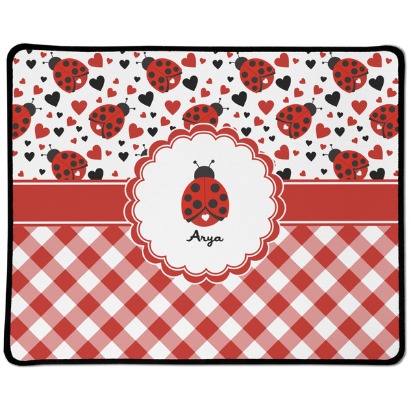 Custom Ladybugs & Gingham Large Gaming Mouse Pad - 12.5" x 10" (Personalized)