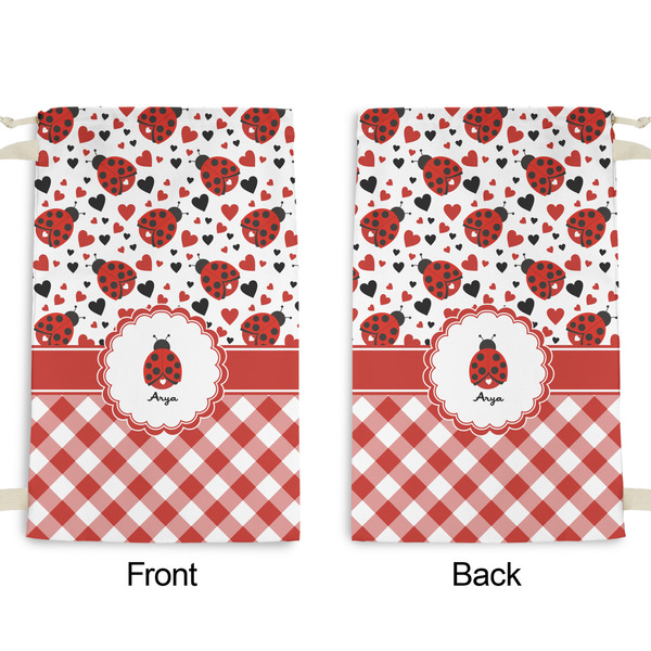 Ladybugs & Gingham Small Laundry Bag - Front & Back View
