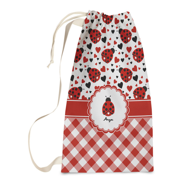 Custom Ladybugs & Gingham Laundry Bags - Small (Personalized)