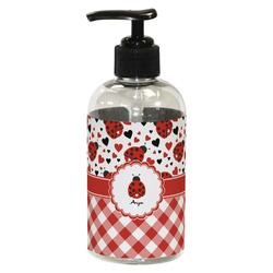 Ladybugs & Gingham Plastic Soap / Lotion Dispenser (8 oz - Small - Black) (Personalized)