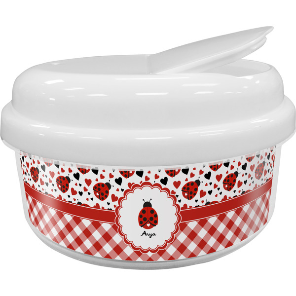 Custom Ladybugs & Gingham Snack Container (Personalized)