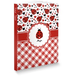 Ladybugs & Gingham Softbound Notebook - 7.25" x 10" (Personalized)