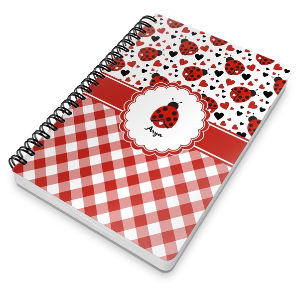 Ladybugs & Gingham Spiral Journal 7 x 10 - Main