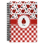 Ladybugs & Gingham Spiral Notebook - 7x10 w/ Name or Text