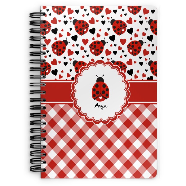 Custom Ladybugs & Gingham Spiral Notebook (Personalized)