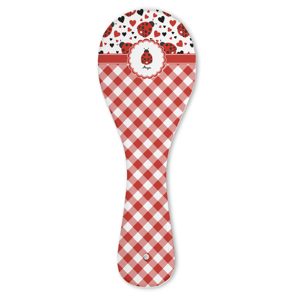 Custom Ladybugs & Gingham Ceramic Spoon Rest (Personalized)