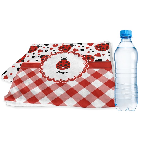 Custom Ladybugs & Gingham Sports & Fitness Towel (Personalized)