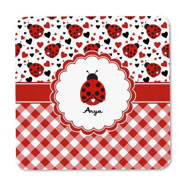 Ladybugs & Gingham Square Fridge Magnet - FRONT