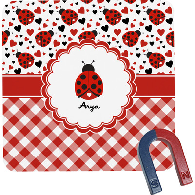Ladybugs & Gingham Square Fridge Magnet (Personalized)