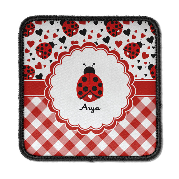 Custom Ladybugs & Gingham Iron On Square Patch w/ Name or Text