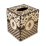 Ladybugs & Gingham Wood Tissue Box Cover - Square (Personalized)