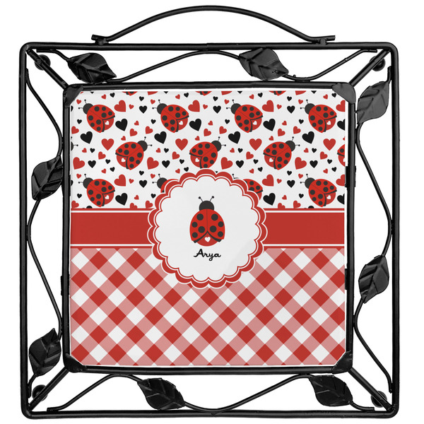 Custom Ladybugs & Gingham Square Trivet (Personalized)