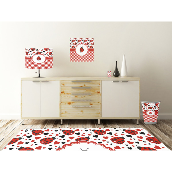 Ladybugs & Gingham Square Wall Decal Wooden Desk