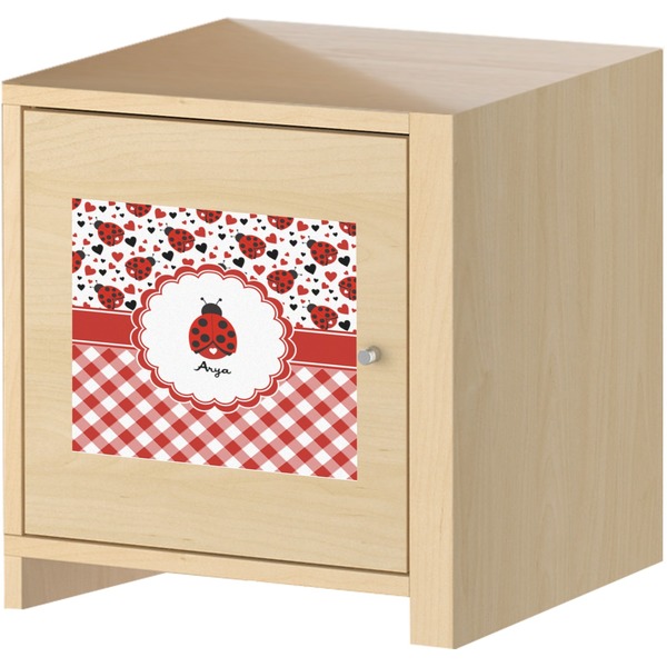 Ladybugs & Gingham Square Wall Decal on Wooden Cabinet