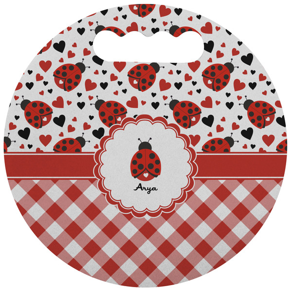 Custom Ladybugs & Gingham Stadium Cushion (Round) (Personalized)
