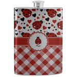 Ladybugs & Gingham Stainless Steel Flask (Personalized)