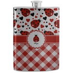 Ladybugs & Gingham Stainless Steel Flask (Personalized)