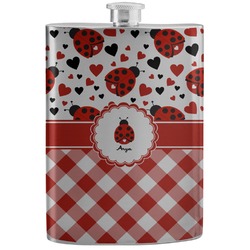 Ladybugs & Gingham Stainless Steel Flask (Personalized)