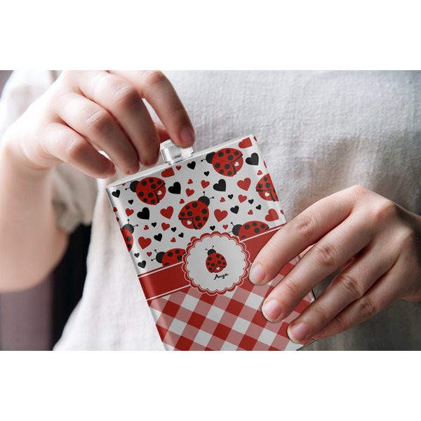 Ladybugs & Gingham Stainless Steel Flask - LIFESTYLE 1