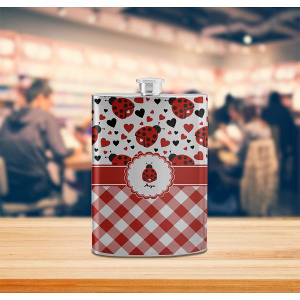 Ladybugs & Gingham Stainless Steel Flask - LIFESTYLE 2
