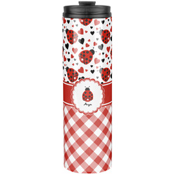 Ladybugs & Gingham Stainless Steel Skinny Tumbler - 20 oz (Personalized)