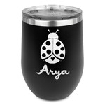 Ladybugs & Gingham Stemless Wine Tumbler - 5 Color Choices - Stainless Steel  (Personalized)