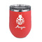 Ladybugs & Gingham Stainless Wine Tumblers - Coral - Single Sided - Front