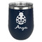 Ladybugs & Gingham Stainless Wine Tumblers - Navy - Double Sided - Front