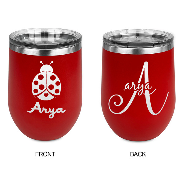 Ladybugs & Gingham Stainless Wine Tumblers - Red - Double Sided - Approval