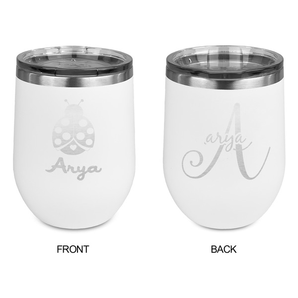 Ladybugs & Gingham Stainless Wine Tumblers - White - Double Sided - Approval
