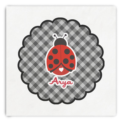 Ladybugs & Gingham Paper Dinner Napkins (Personalized)