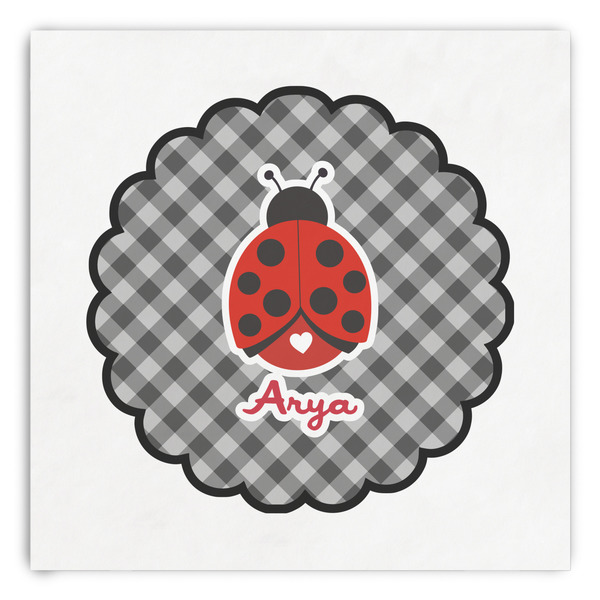 Custom Ladybugs & Gingham Paper Dinner Napkins (Personalized)