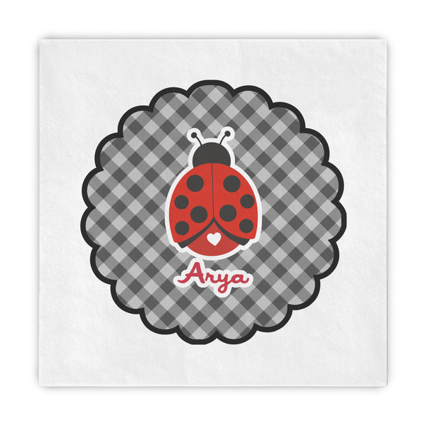 Custom Ladybugs & Gingham Decorative Paper Napkins (Personalized)