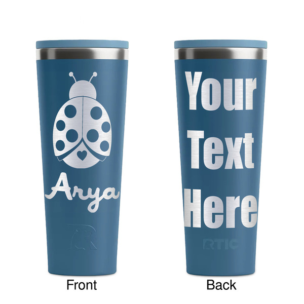 Ladybugs & Gingham Steel Blue RTIC Everyday Tumbler - 28 oz. - Front and Back