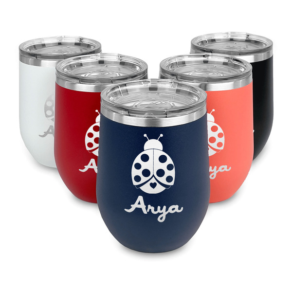 Ladybugs & Gingham Steel Wine Tumblers Multiple Colors