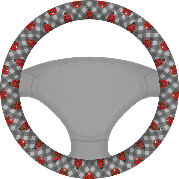 Custom Ladybugs & Gingham Steering Wheel Cover