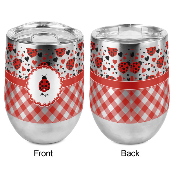 Ladybugs & Gingham Stemless Wine Tumbler - Full Print - Approval