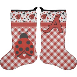 Ladybugs & Gingham Holiday Stocking - Double-Sided - Neoprene (Personalized)