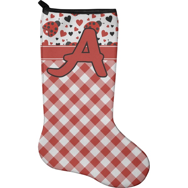 Custom Ladybugs & Gingham Holiday Stocking - Single-Sided - Neoprene (Personalized)