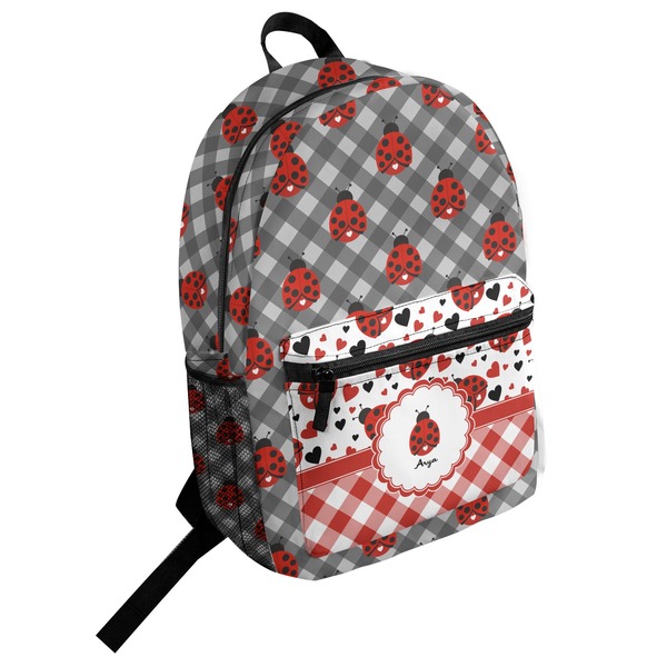 Custom Ladybugs & Gingham Student Backpack (Personalized)