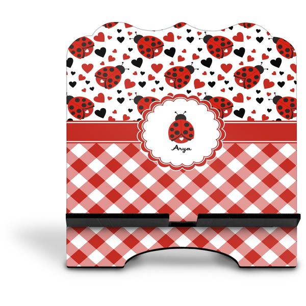 Ladybugs & Gingham Stylized Tablet Stand - Front without iPad