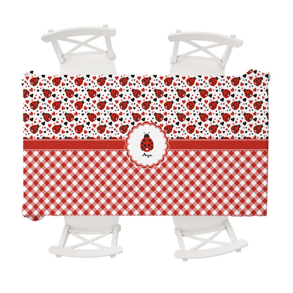 Custom Ladybugs & Gingham Tablecloth - 58"x102" (Personalized)