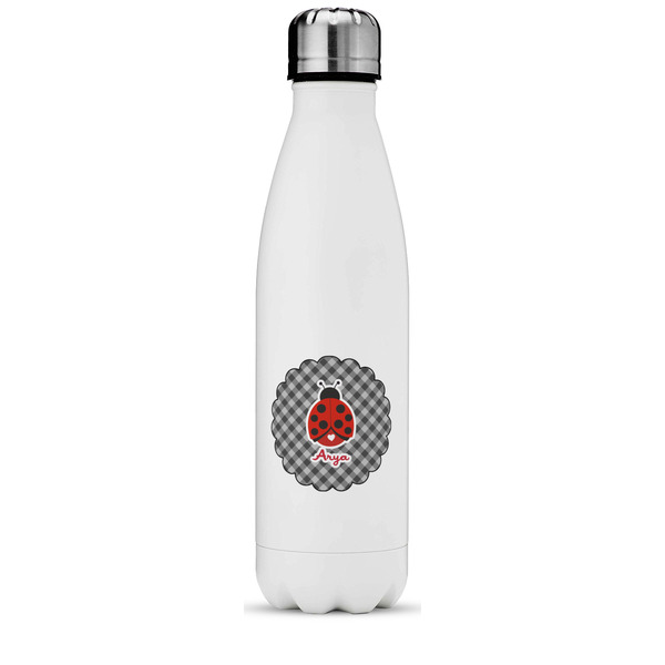 Custom Ladybugs & Gingham Water Bottle - 17 oz. - Stainless Steel - Full Color Printing (Personalized)