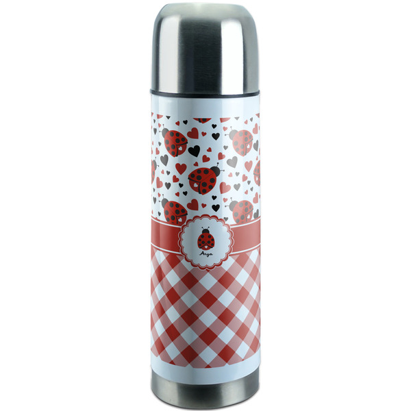 Custom Ladybugs & Gingham Stainless Steel Thermos (Personalized)