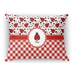 Ladybugs & Gingham Rectangular Throw Pillow Case (Personalized)