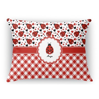 Ladybugs & Gingham Rectangular Throw Pillow Case (Personalized)
